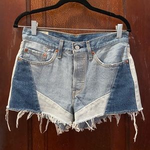 levi’s colorblock denim shorts